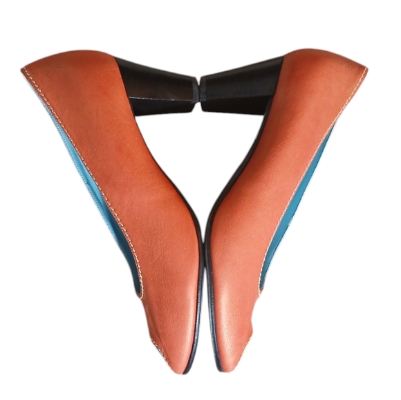 Thierry Rabotin Leather Pumps Orange/Red Heels size 7 - Picture 2 of 12